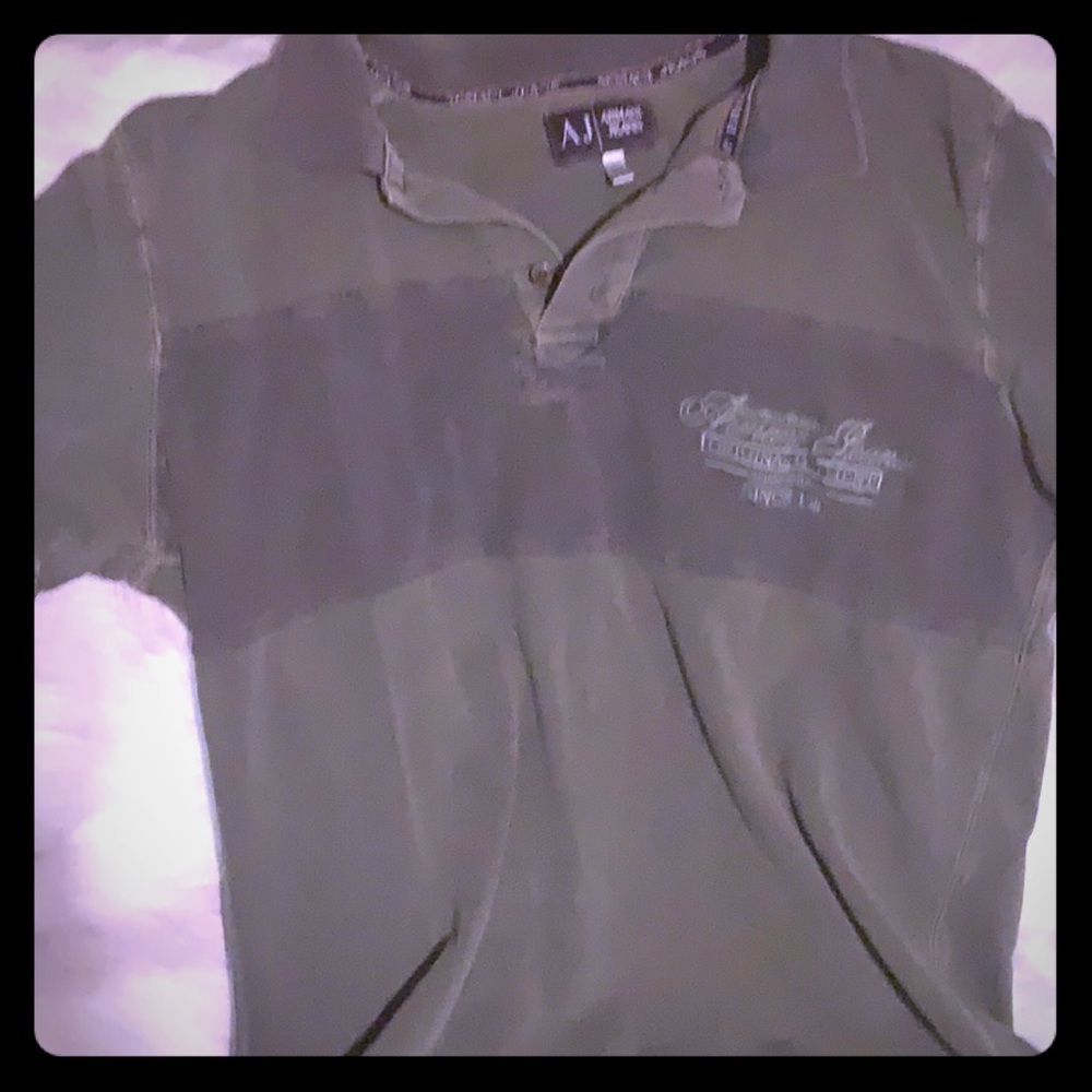 men’s Armani jeans fitted green polo